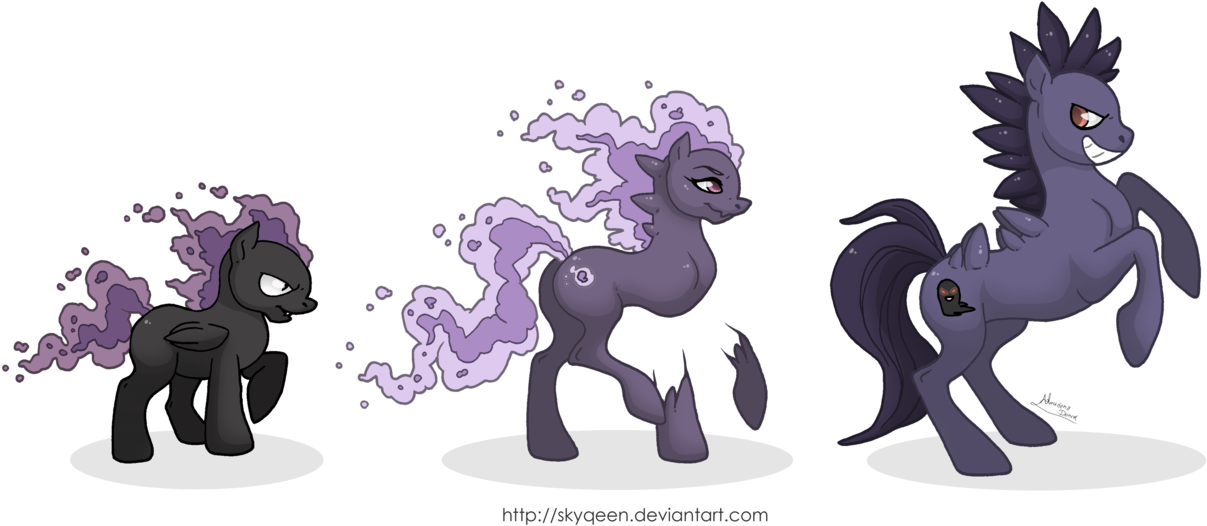 Mysweetqueen, Evolution Chart, Gastly, Gengar, Haunter, - Pokemon My Little Pony (1280x621), Png Download