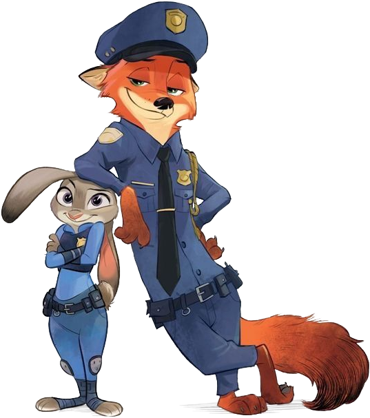 Zootopia Nick Png Png Library Stock - Zootopia Officer Nick And Judy (600x659), Png Download