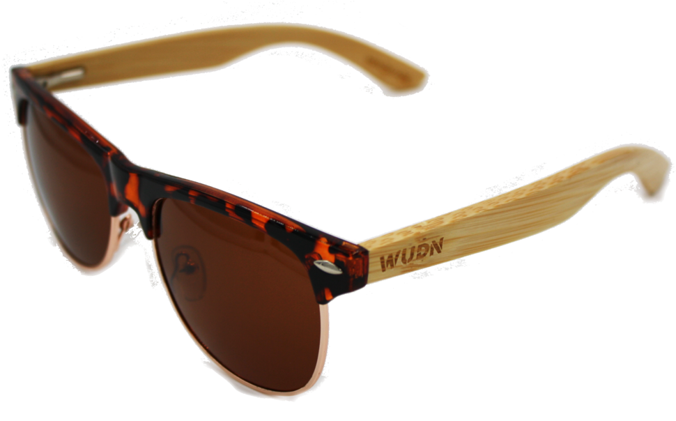 Women's Tortoise Frame, Retroshade Bamboo Sunglasses - Women's Square Tortoise Frame Bamboo Clubmaster Sunglasses (1024x603), Png Download