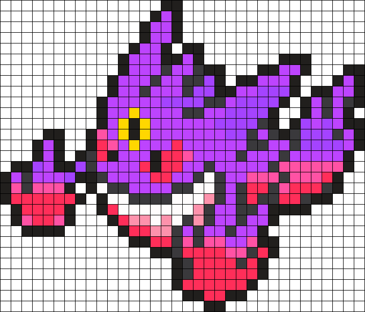 Mega Gengar Pokemon Bead Pattern Perler Bead Pattern - Mega Gengar Pixel Art (715x610), Png Download