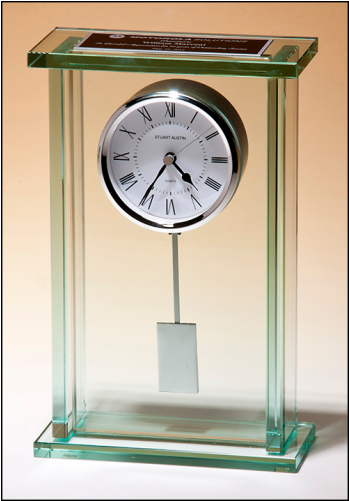 Tall Jade Glass Clock With Pendulum (500x500), Png Download