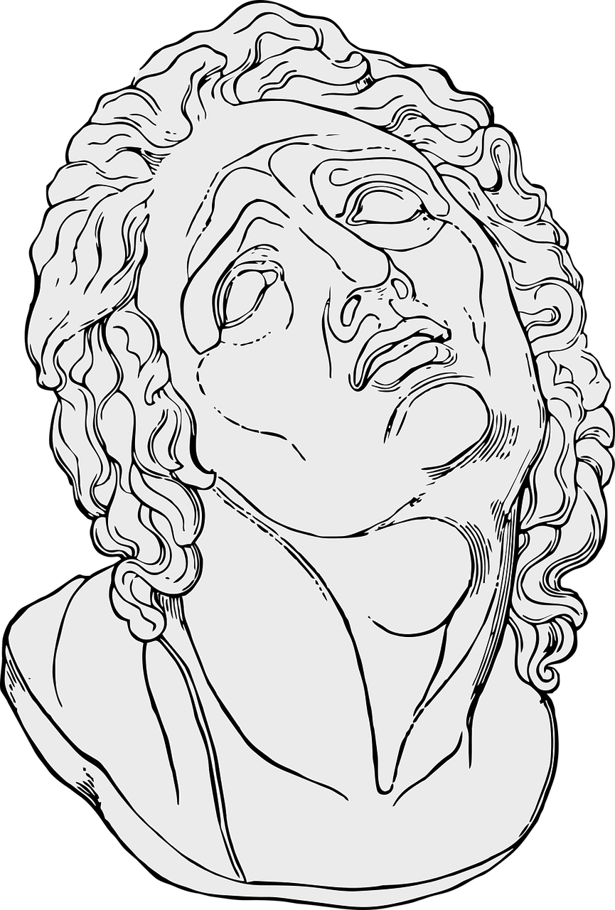 Statue, Greek, Bust, Face, Pain, Sculpture, Ancient - Greek Sculpture Face (486x720), Png Download