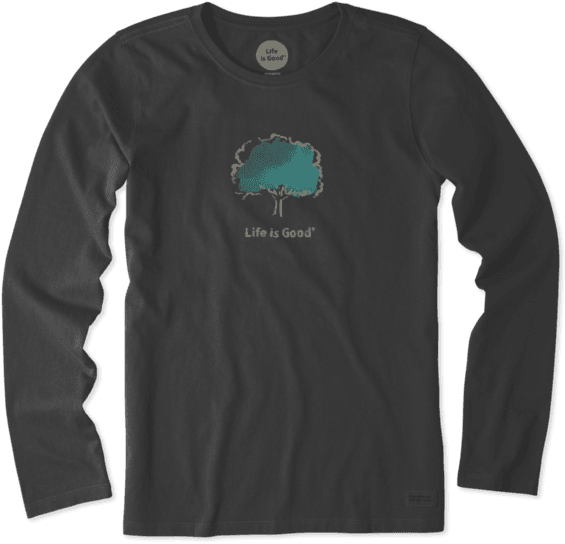 Women's Watercolor Tree Long Sleeve Crusher Tee - Life Is Good. Women's Ls Crusher - Snowplace Like Heart (570x570), Png Download