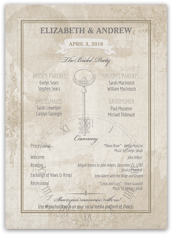 Steampunk Gears Vintage Wedding Ceremony Program - Poster (900x900), Png Download
