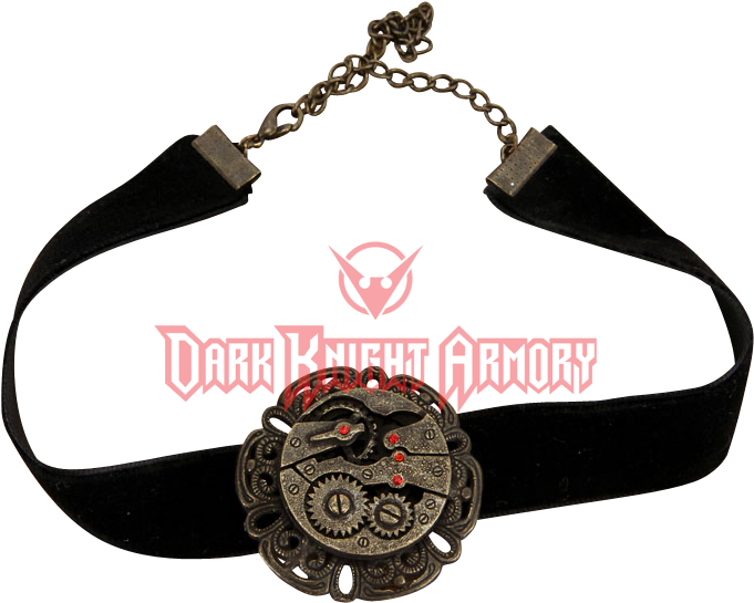 Black Steampunk Gear Choker - Steampunk Antique Gear Black Velvet Choker (695x695), Png Download