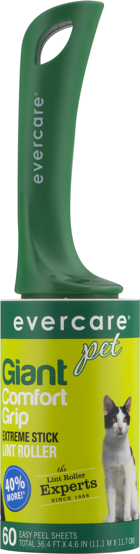 Evercare Pet Giant Comfort Grip Extreme Stick Lint - Evercare Ergo Grip Extreme Stick Lint Roller, 60 Sheets (1800x1800), Png Download