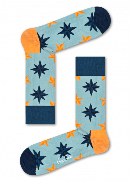 Nautical Star Sock - Happy Socks Nautical Star Socks - Navy Blue (427x600), Png Download