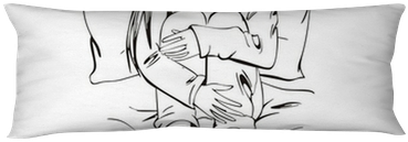 Anime Girl With Headphones Sitting On Bed Body Pillow - Cushion (400x400), Png Download