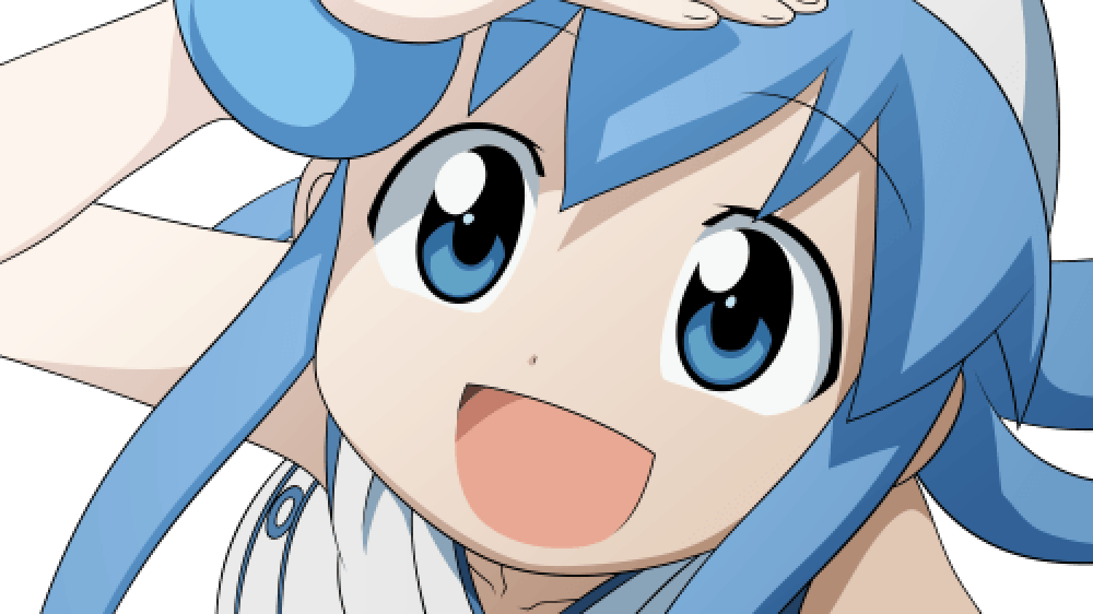 Squid Girl Has Come To The Land From The Depths Of - Ika Musume Face (500x281), Png Download