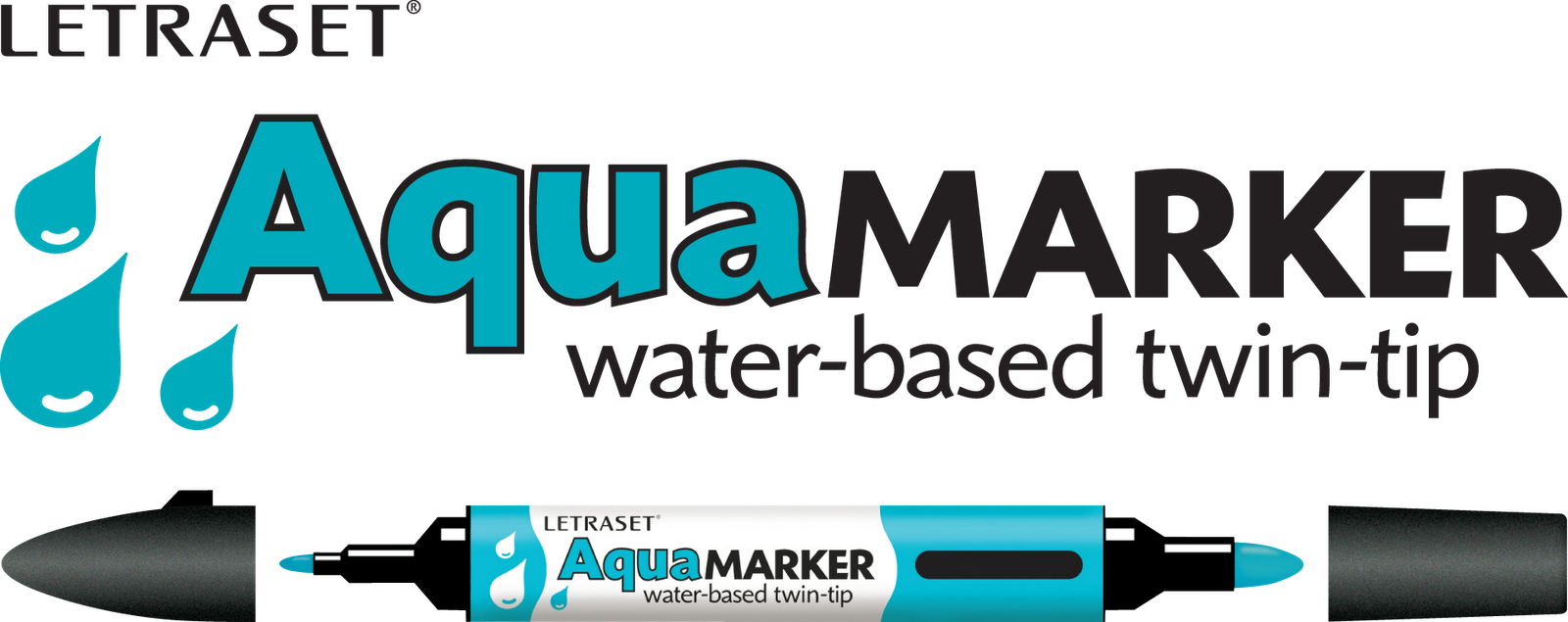 Letraset Markers - Water Markers - Letraset Aquamarker Set (6 Colours) Set No 1 (1600x635), Png Download