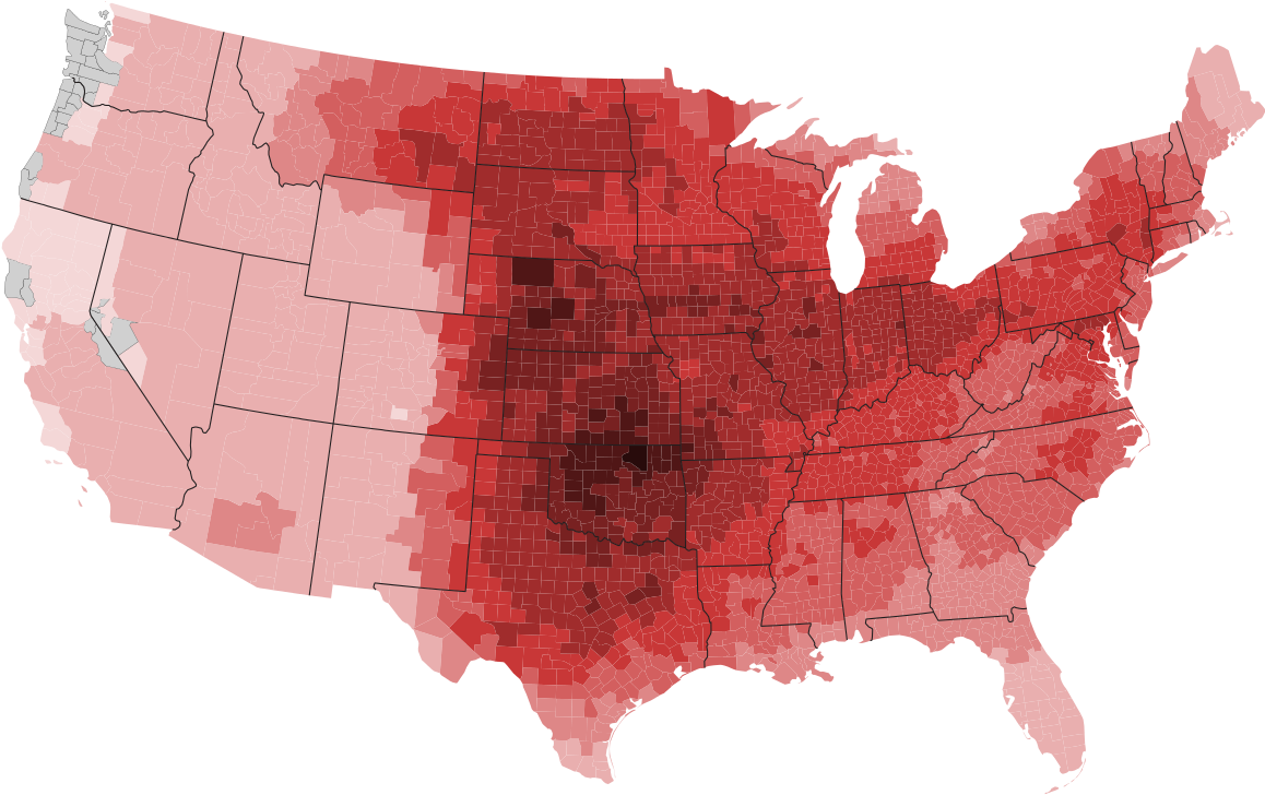 Thunderstorm Risk Map Usa (1200x761), Png Download