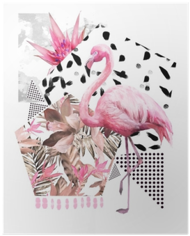 Tropical Summer Geometric Poster Design - Flamenco Geometrico (400x400), Png Download