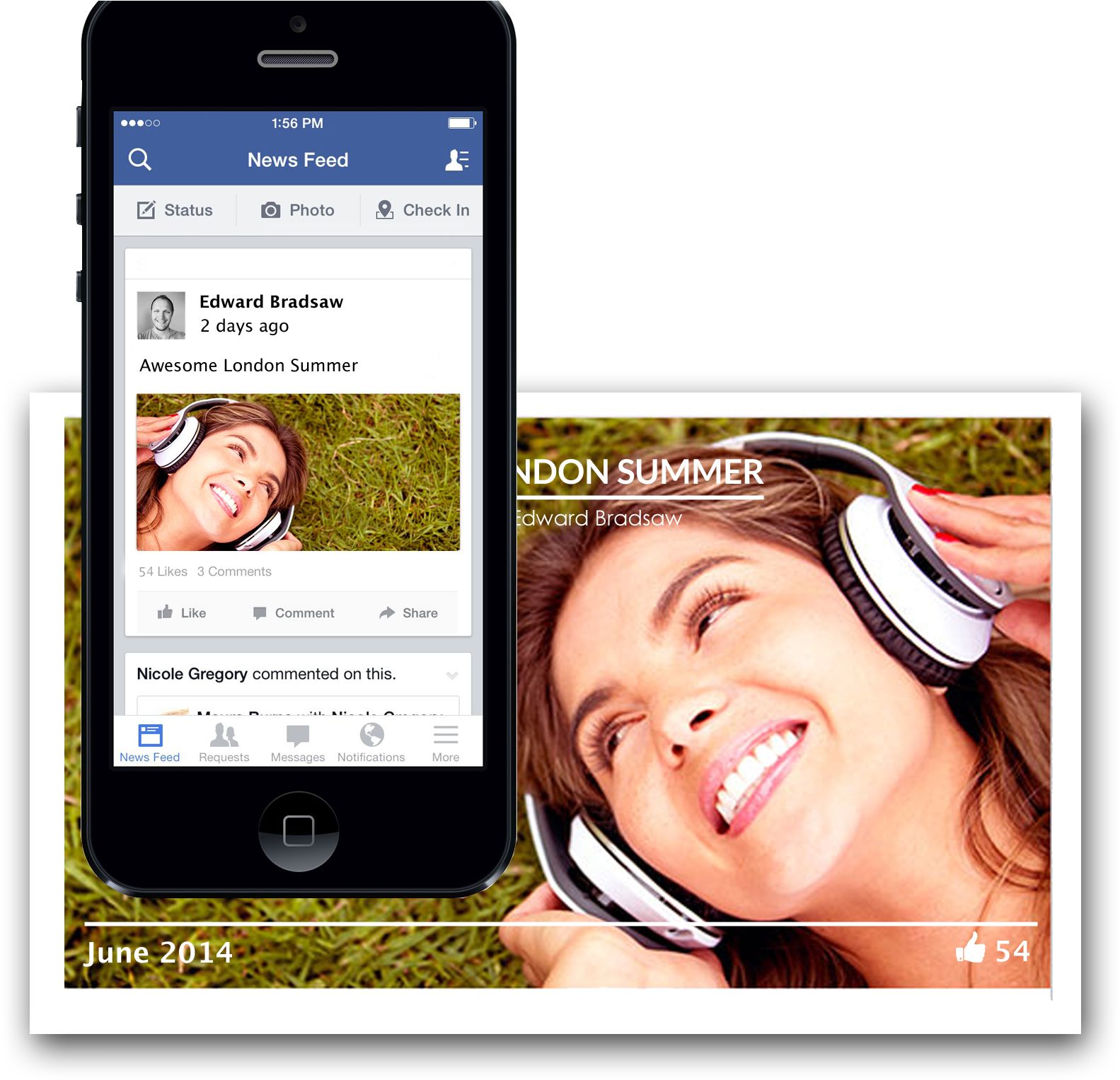 Faceprint - Facebook Promoted Post Mobile (2115x1602), Png Download