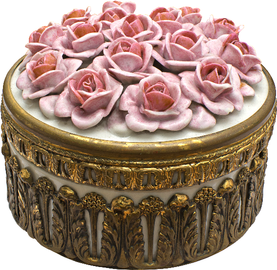 Brass Round Box With Porcelain Roses Png - Garden Roses (800x600), Png Download