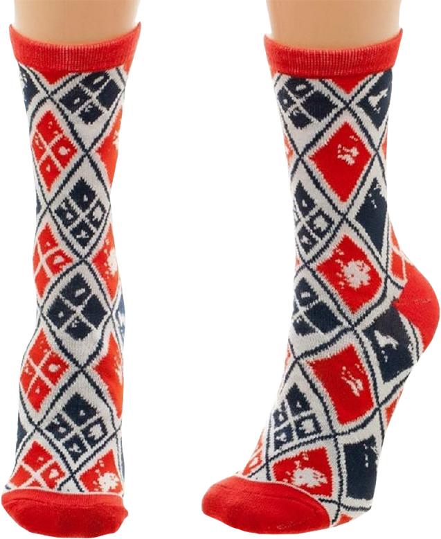 Harley Quinn Womens Diamond Print Crew Socks - Suicide Squad Harley Quinn Socks (637x778), Png Download