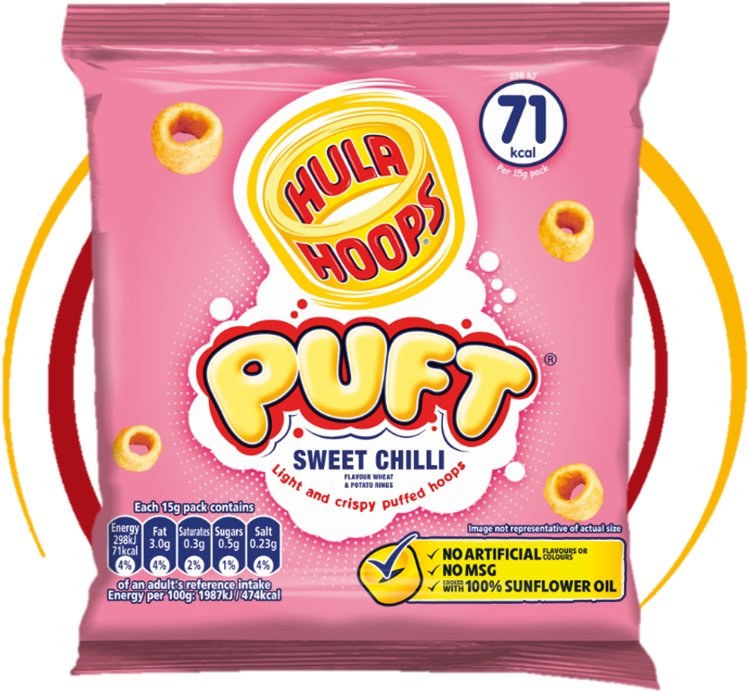 Light And Floaty Hula Hoops Puft With The Delicious - Hula Hoop Puft Sweet Chilli (839x826), Png Download