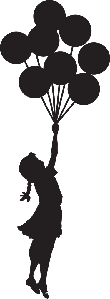 Girl With Balloons Banksy Laptop Sticker - Banksy Balloon Girl (374x1017), Png Download