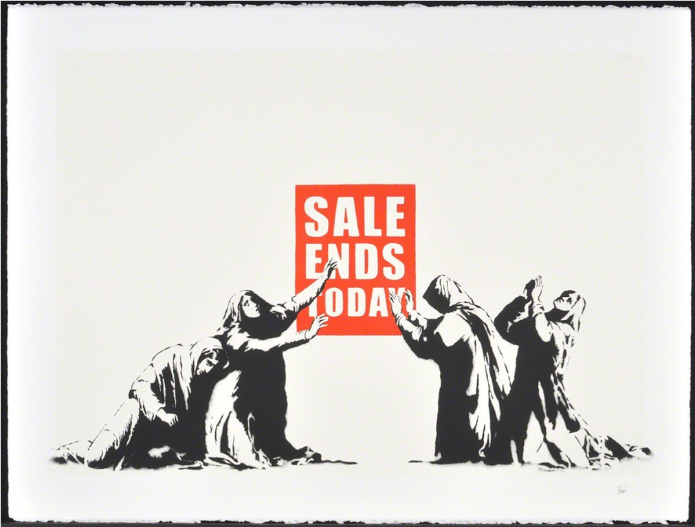Sale Ends Today By Banksy - Sale Ends Today Canvas Artwork Print By Banksy (1600x766), Png Download