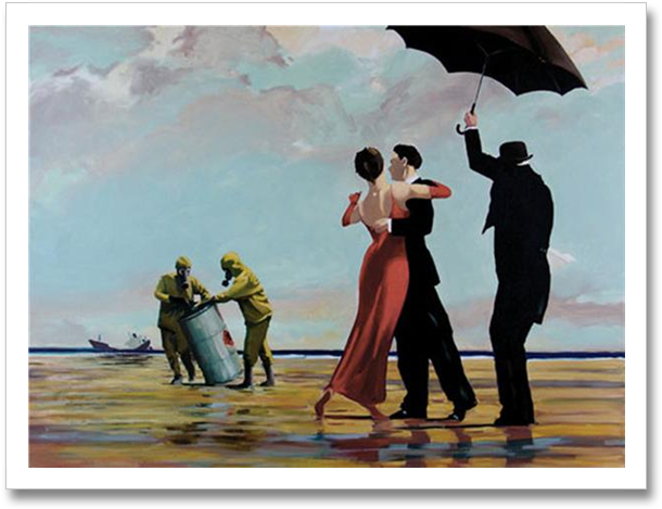 Altered Art Monday » Supposedly Banksy Toxic Waste - Dancing Butler On Toxic Beach Crude Oil (630x488), Png Download
