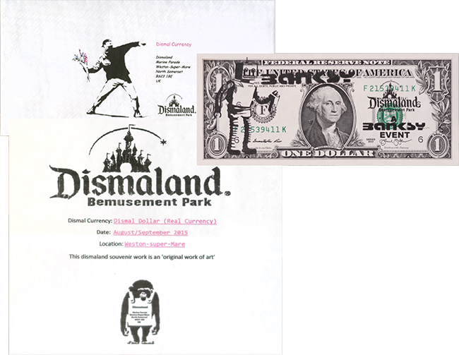 1 $ "banksy Dismaland" Banknote - Dan Bilzerian Signed Autographed Dollar Bill King (650x503), Png Download
