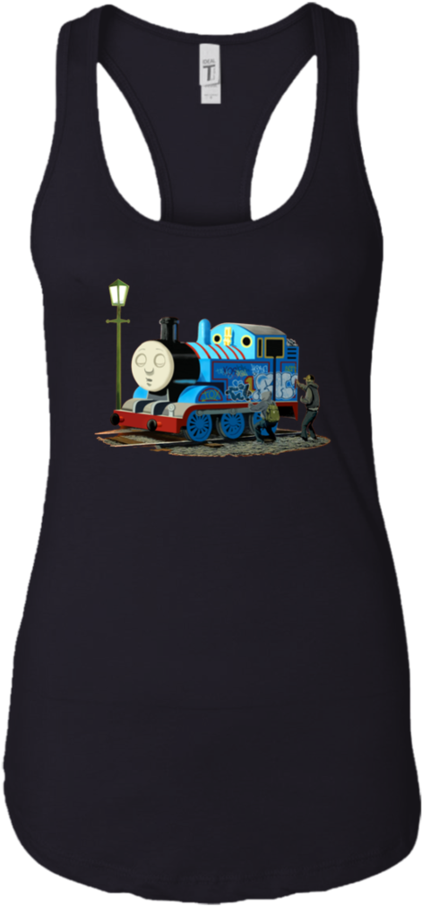 Banksy Thomas The Tank Engine Racerback Tank T-shirts - Poster: Graffiti On Sleeping Cartoon Train, 81x61cm. (1024x1024), Png Download