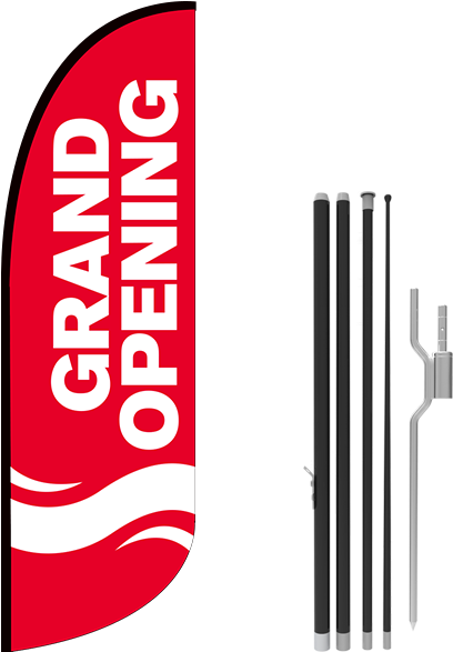 10ft Grand Opening Stock Blade Flag With Ground Stake - Stock (800x600), Png Download