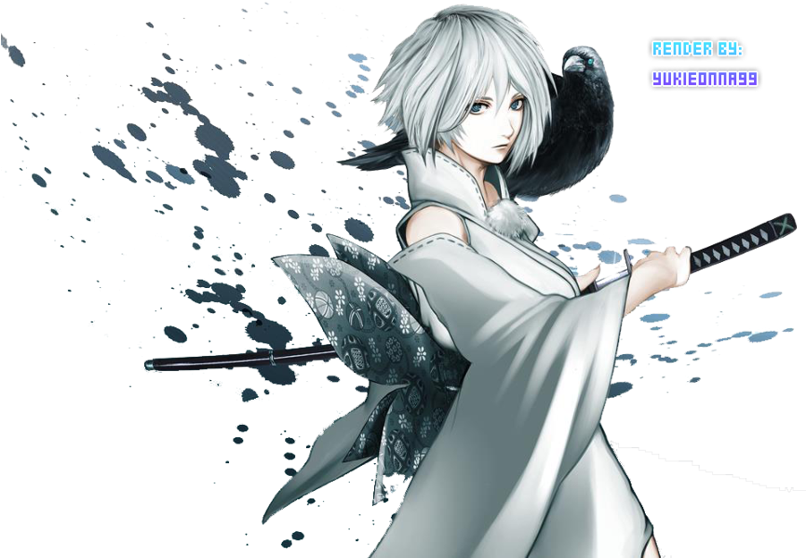 [fate/cthulhu] Nyarlathotech Plus - White Haired Anime Girl With A Blade (900x633), Png Download