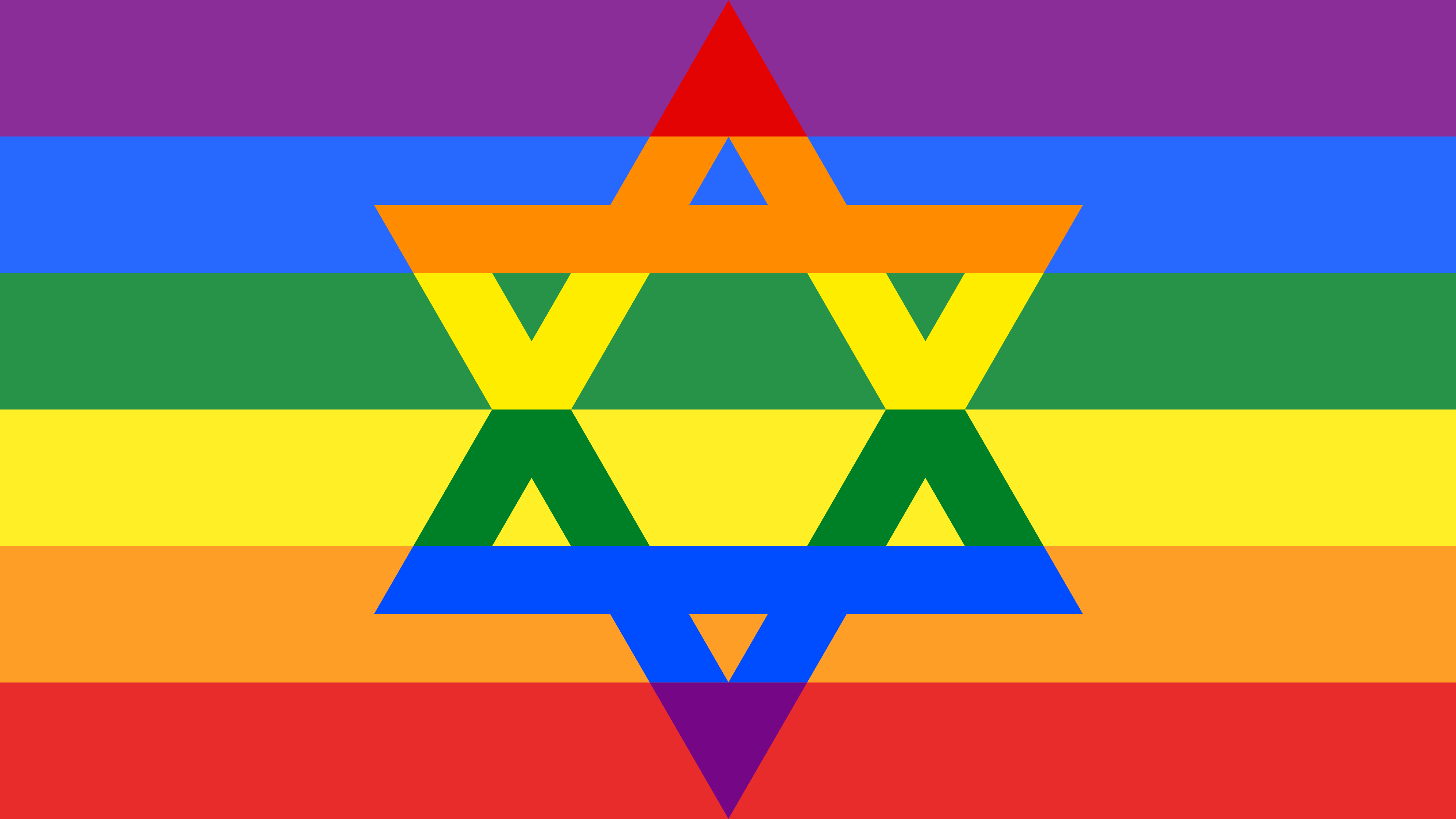 Starofdavidgay Big Image Png - Gay Flag With Star Of David (4267x2400), Png Download