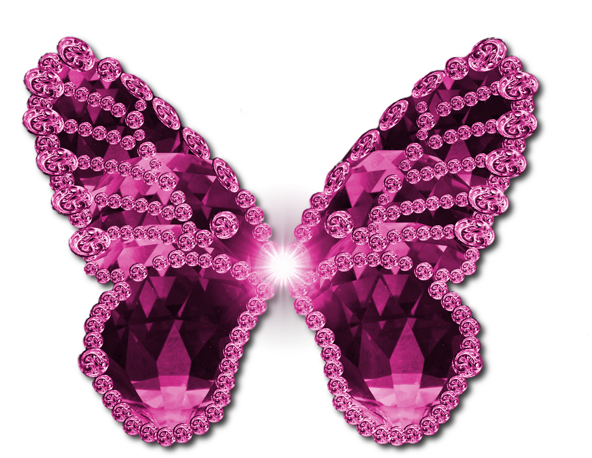 Diamond Clipart Hot Pink - Pink And Black Butterfly Png (1367x1096), Png Download