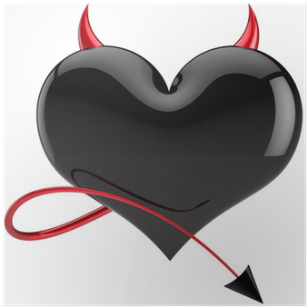 Devil Heart Love Colored Black With Red Horns And A - Demonio De Corazon (400x400), Png Download