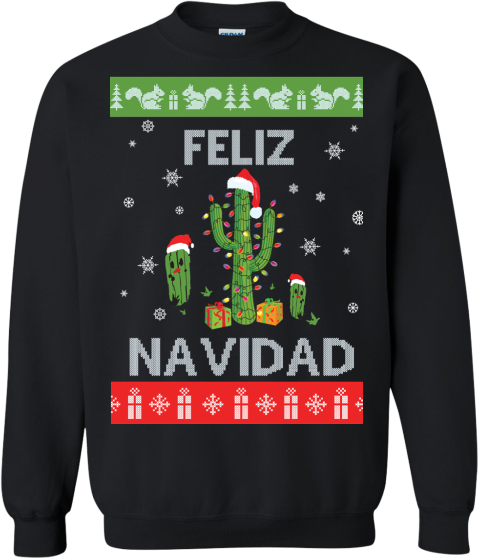 Feliz Navidad Christmas Sweater, Tshirt, Long Sleeve - Sweater (1155x1155), Png Download