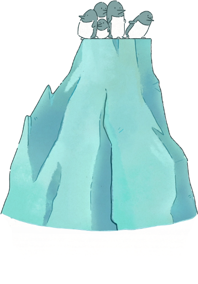 Penguins On Iceberg - Sketch (407x621), Png Download