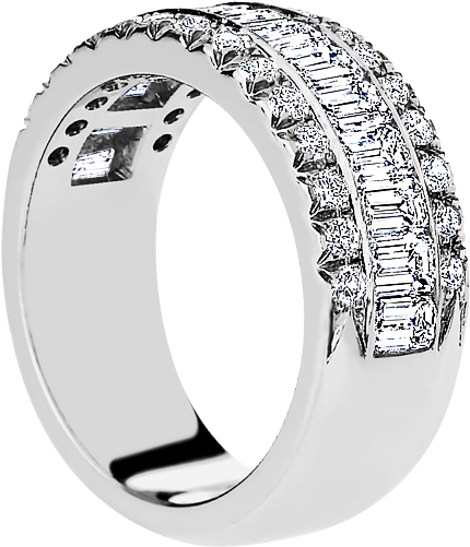 Ap198bb Emerald-cut Diamond Band With Pave Diamond - Engagement Ring (600x600), Png Download