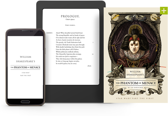 William Shakespeare's The Phantom Of Menace - William Shakespeare's Jedi The Last (590x409), Png Download