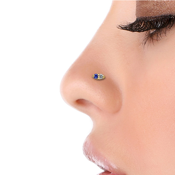 Freshtrends Luxe Double Diamond Nose Ring - Twisted Nose Hoop (730x730), Png Download