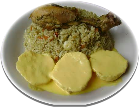 Arroz Con Pollo - Huancaina Sauce (474x351), Png Download