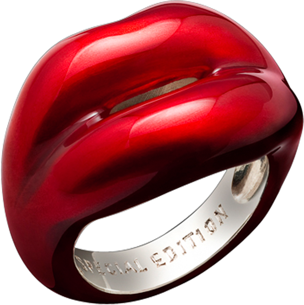 Special Edition Hotlips Ring Collection Enamel Description - Lulu Guinness Lips Ring (2500x1492), Png Download