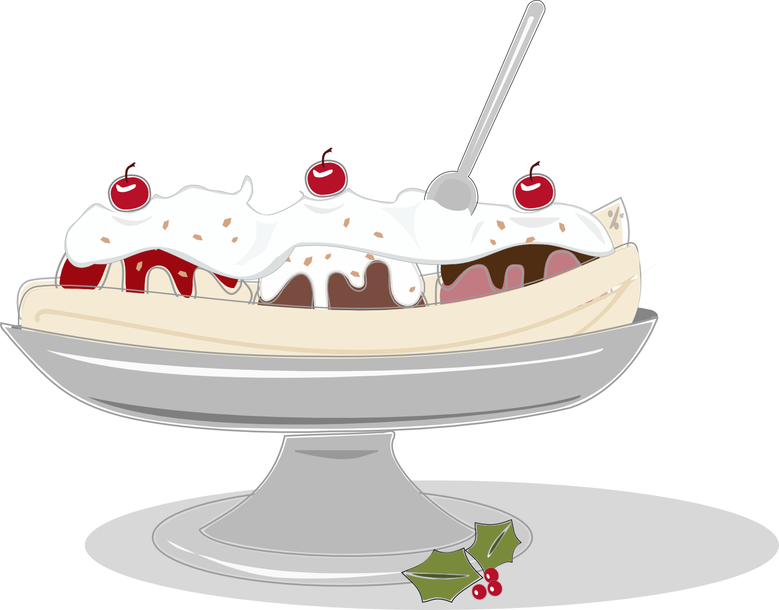 Christmas Banana Split - Banana Split Vector Png (1518x1188), Png Download