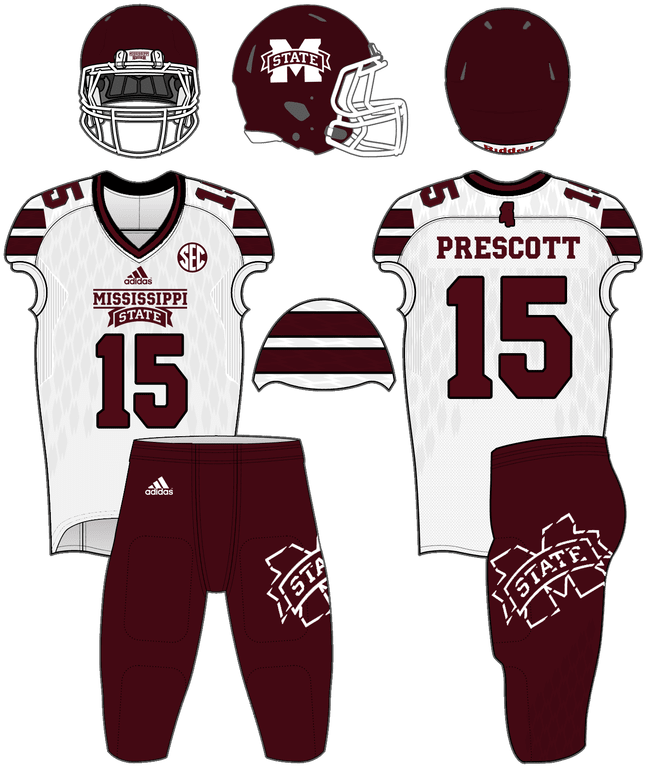 Dak Prescott White Mississippi State Bulldogs Alumni - Maroon Football Uniform Designs (675x800), Png Download