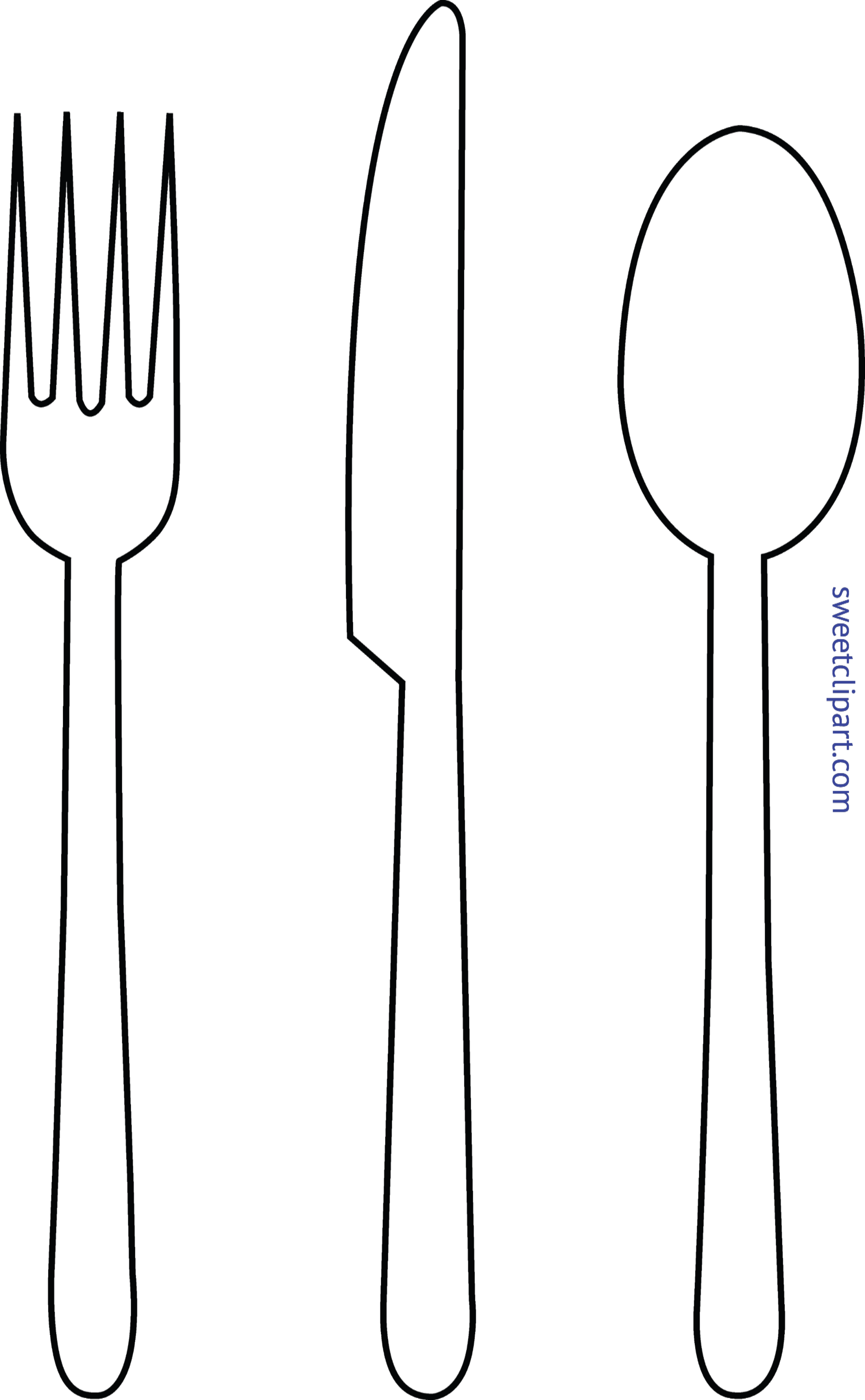 Fork Knife Clipart Png - Fork And Knife White Png (3457x5595), Png Download