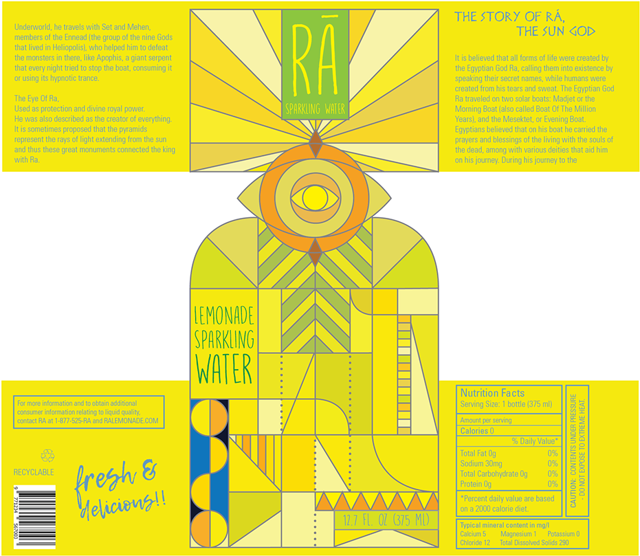 Rá Sparkling Lemonade Water Packaging Design - Graphic Design (1400x1082), Png Download