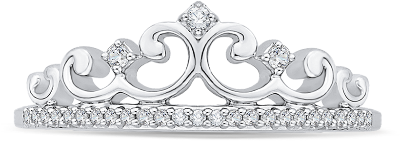 Rf0737t-25w - Diamond Crown Ring In 10k White Gold (1/10 Cttw), Women's, (1000x1000), Png Download