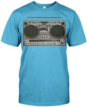 Boogaloo Shrimp Blk And Wht Boom Box - Love Dogs Original Art Drawing Graphic T-shirt Print. (400x500), Png Download