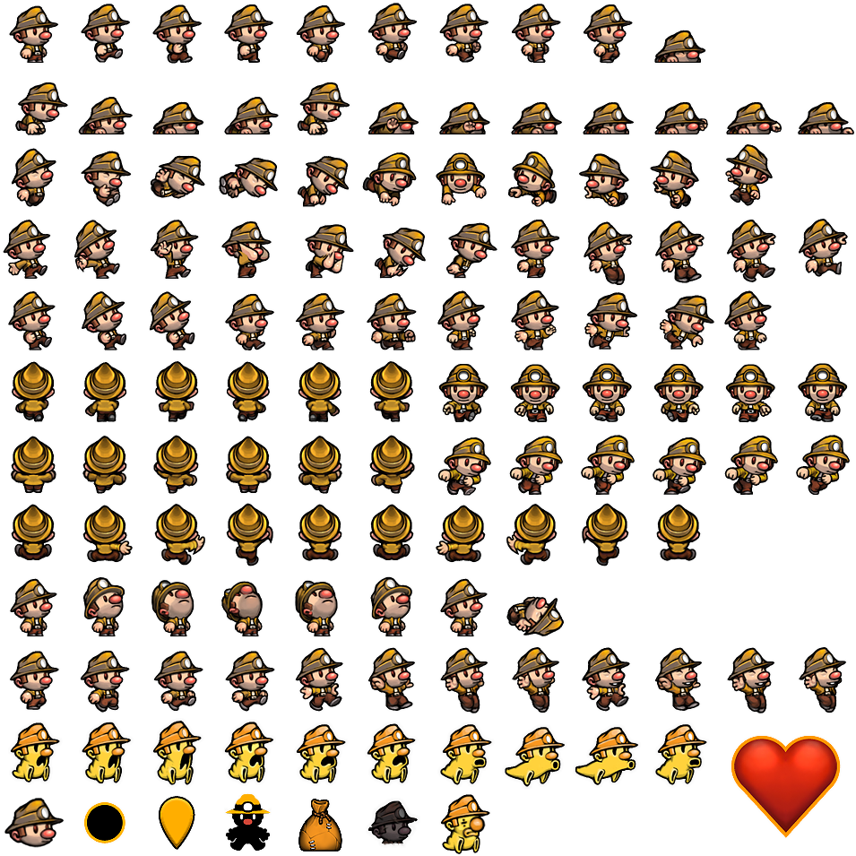 Previous Sheet - Spelunky Character Sprite Sheet (1024x1024), Png Download