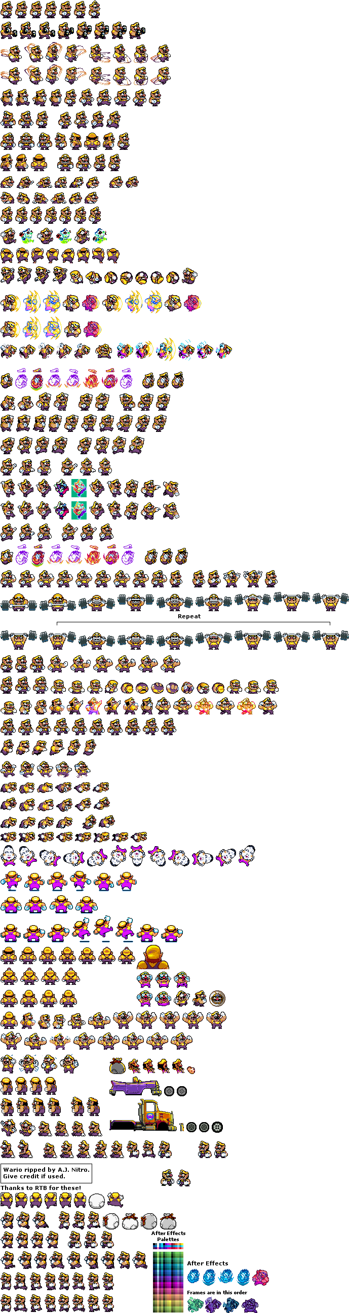 Wario Brawlified Sprite Sheet - Emoticon (704x2601), Png Download
