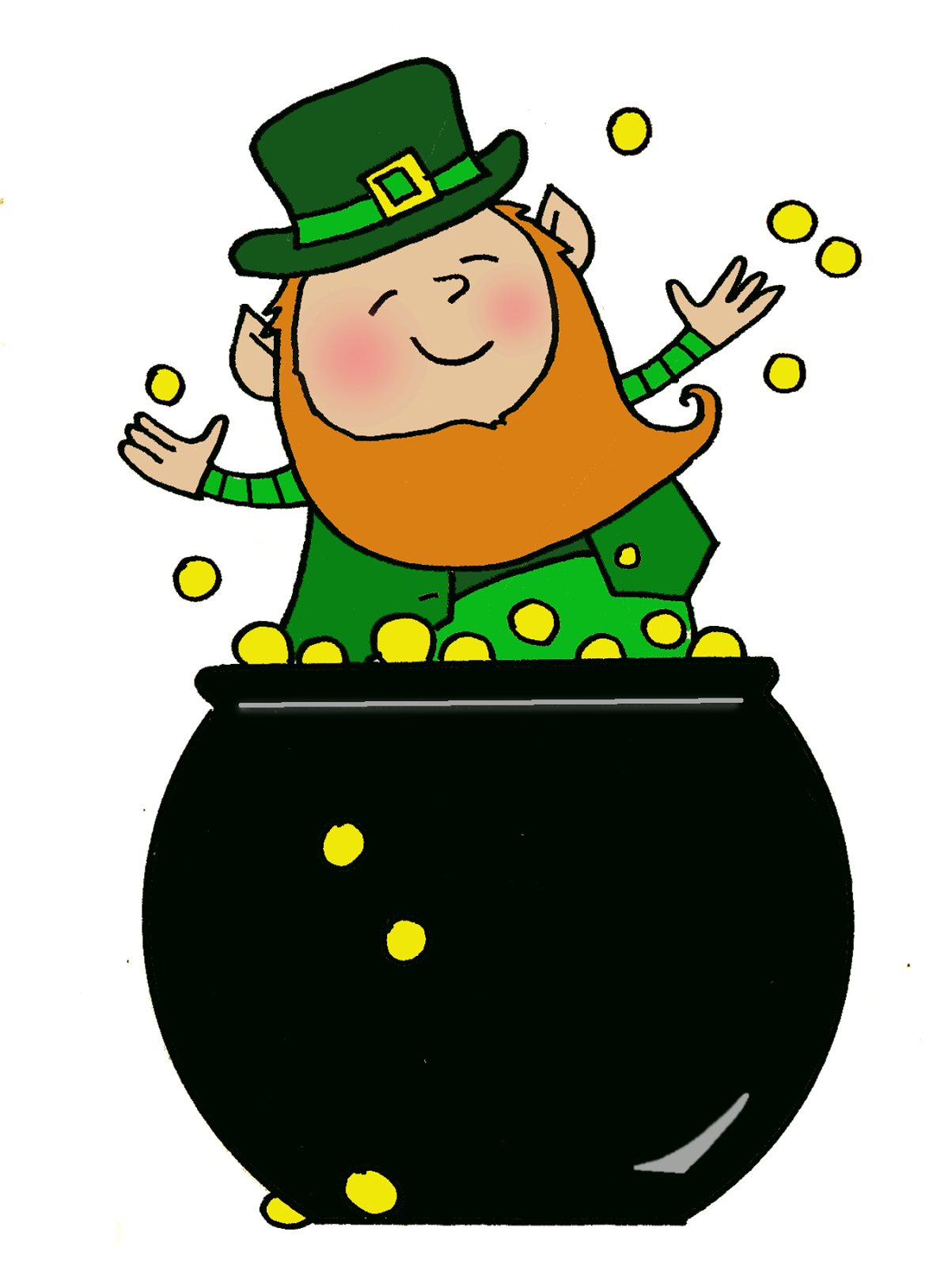 Pot Of Gold Leprechaun - Leprechaun In A Pot Of Gold (1203x1600), Png Download