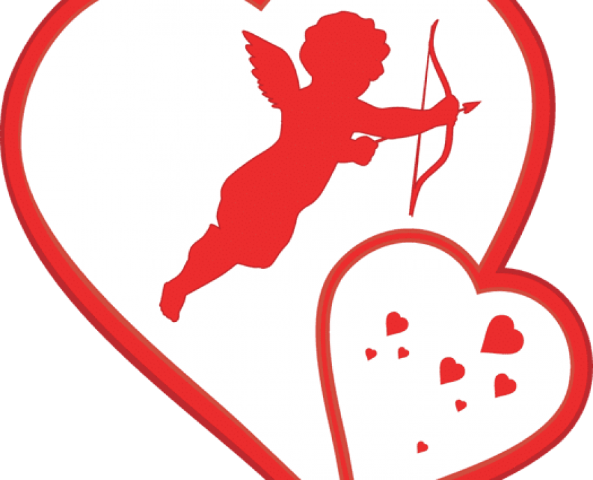 Cupid Clipart Valentines - Cupid Cliparts With Hearts (525x425), Png Download