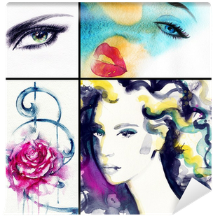 Woman Portrait - Art Print: Ismagilova's Flower .abstract Background, (400x400), Png Download