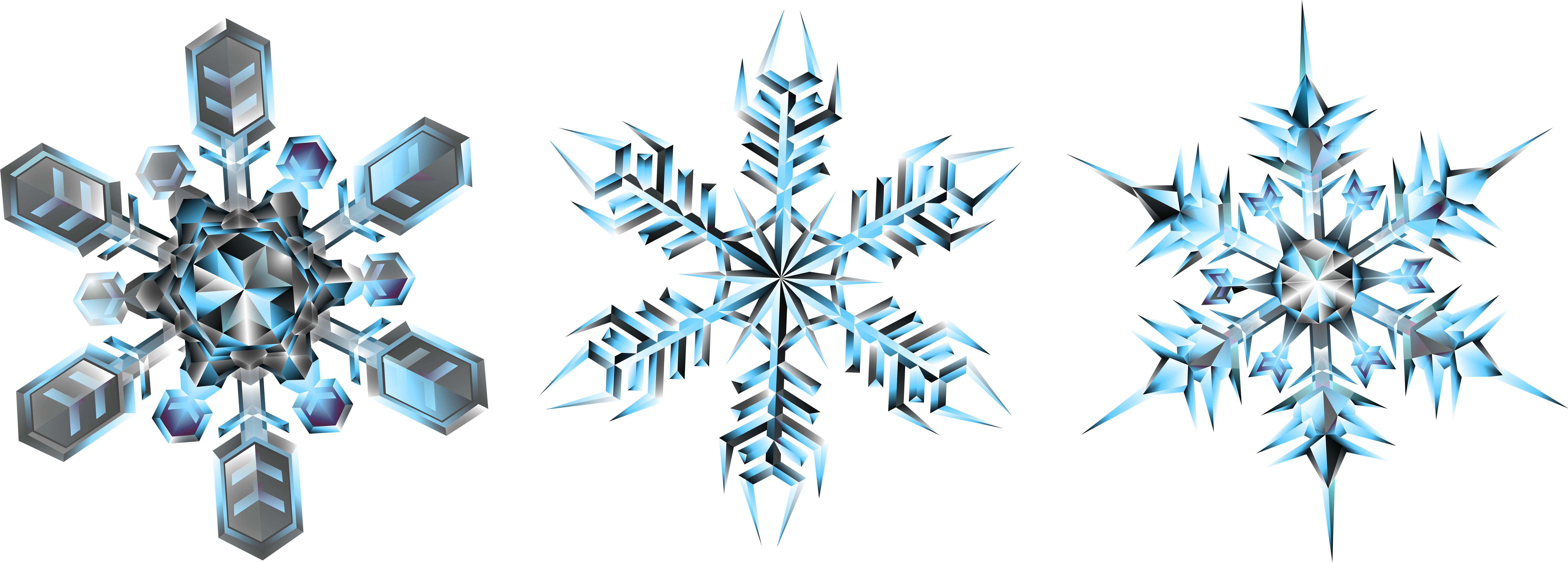 Clipart Snowflake Crystal - Snowflake (8000x2963), Png Download