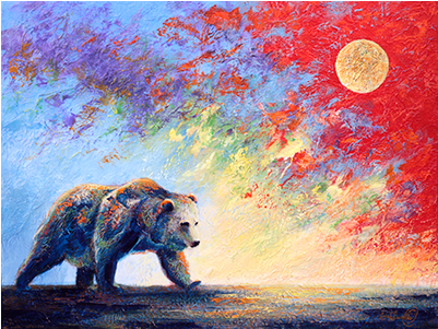 Dark Grizzly Bear Strides Across The Land With A Dramatic - Bear (400x400), Png Download